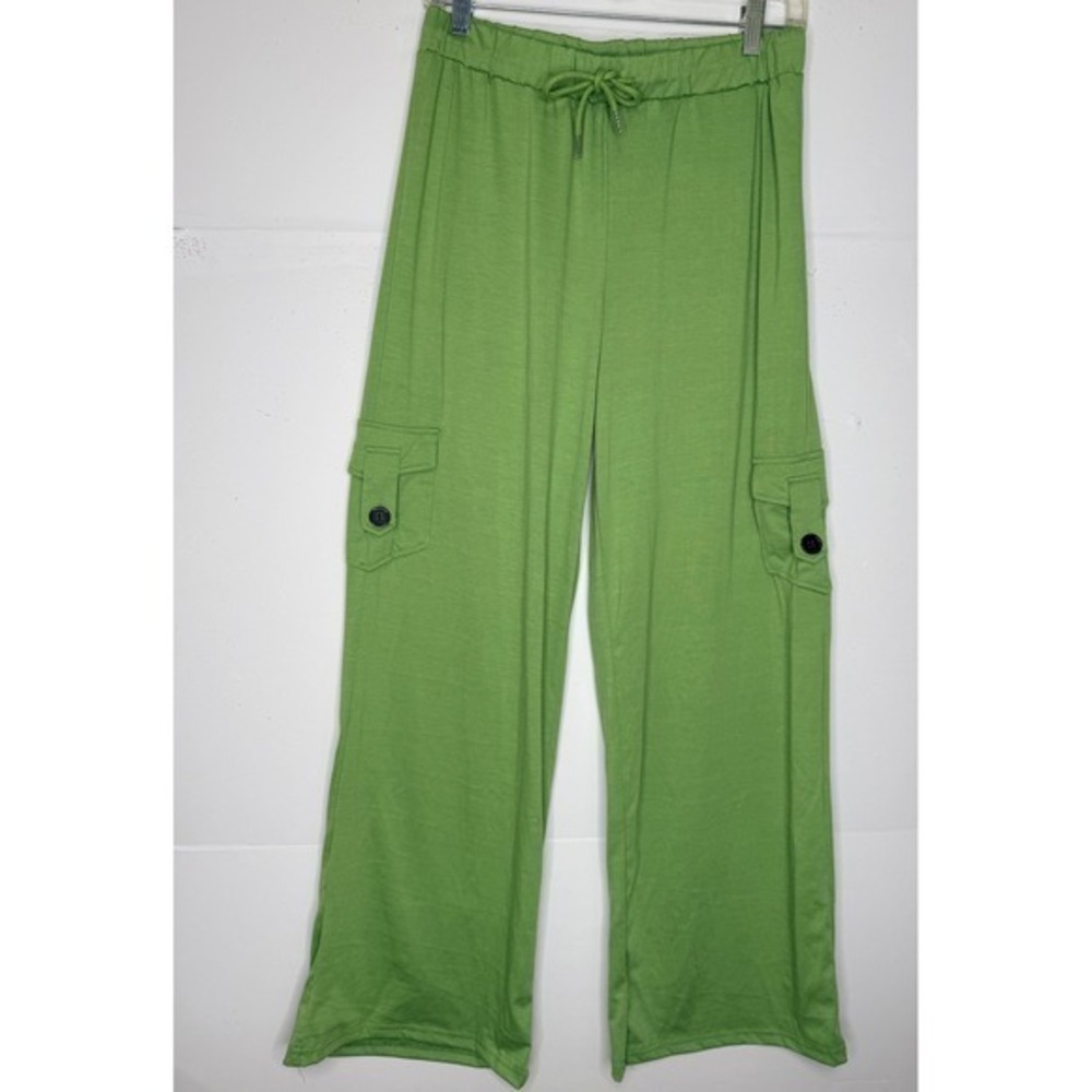 Cargo Lounge Knit Pants Neon Wide Leg Drawstring Utility Gorpcore Workout Y2K L - Picture 3 of 8